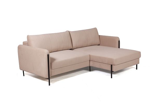Barcelona диван-кровать с шезлонгом, велюр бежевый - Вид 10