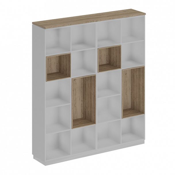 Стеллаж высокий "City" СИ 303 дуб гладстоун светлый/белый премиум - Вид 1