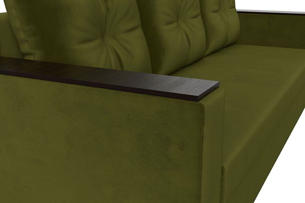 Диван прямой Атланта Лайт без стола (полностью микровельвет зеленый) - Вид 4