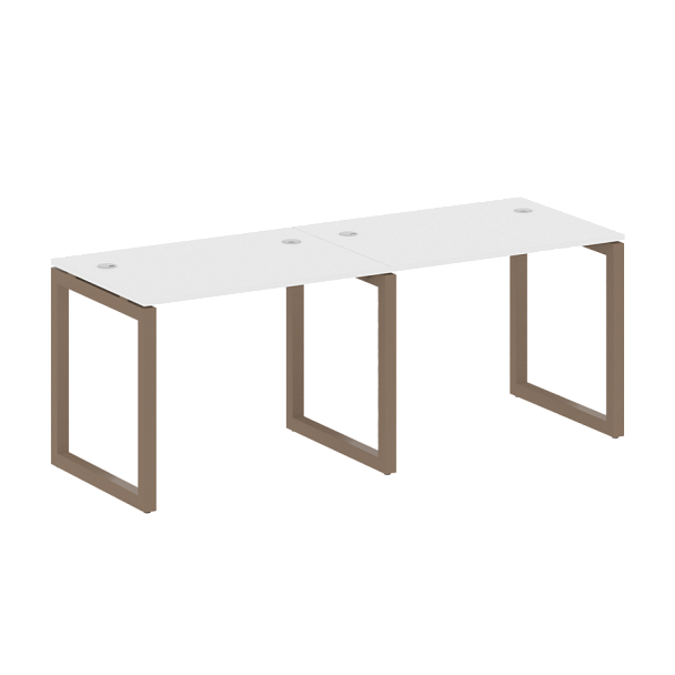 Metal System Quattro Р. ст. на 2 раб. места на О-образном м/к 50БО.СМ-2.1 Белый/Мокко металл 2000*720*750 - Вид 1