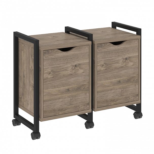 Тумба на колесах наборная "Loft" VR.L-TN-2.K тиквуд темный/черный - Вид 1