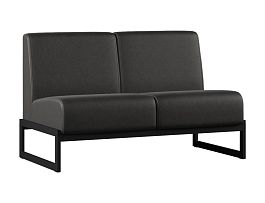 Диван Everprof Solo двухместный Металл Черный Экокожа Черный - Фото предпросмотра