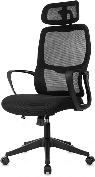 Кресло руководителя Бюрократ Wise черный сетка/ткань с подголов. крестов. пластик - Вид 2