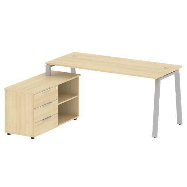 Metal System Р. ст. с тумбой на А-образном м/к БА.РС-СТС-2.4 (L) Акация/Серый металл 1700*1520*750 - Вид 1