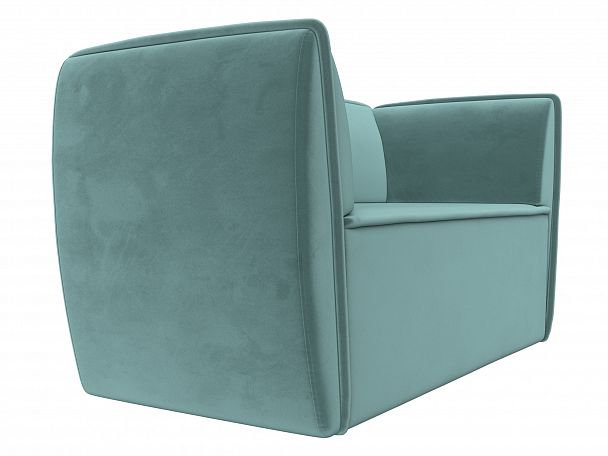 Прямой диван Бергамо 2-х местный (полностью велюр бирюзовый) - Вид 3