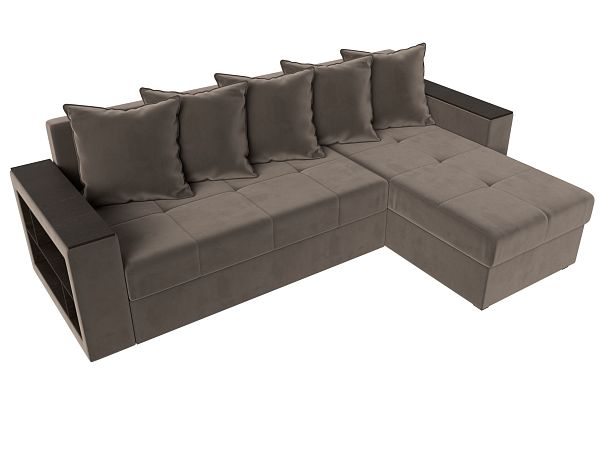 Диван угловой Дубай Лайт угол правый (полностью велюр коричневый) - Вид 5