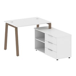 Metal System Р. ст. с тумбой на А-образном м/к БА.РС-СТС-2.1 (R) Белый/Мокко металл 1100*1520*750 - Фото предпросмотра