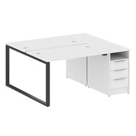 Metal System Р. ст. с тумбой на О-образном м/к БО.РС-СТП-2.2 Белый/Антрацит металл 1612*1475*750 - Фото предпросмотра