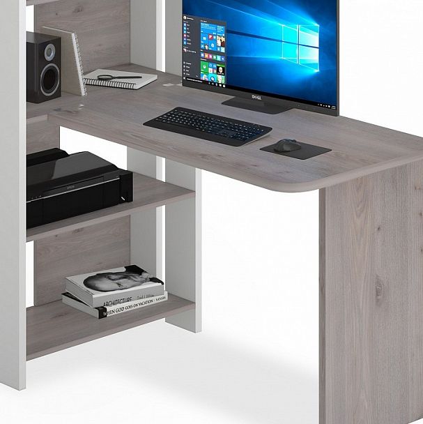 Стол компьютерный Домино Lite СТЛ-ОВ+С100Р Белый/Нельсон - Вид 3