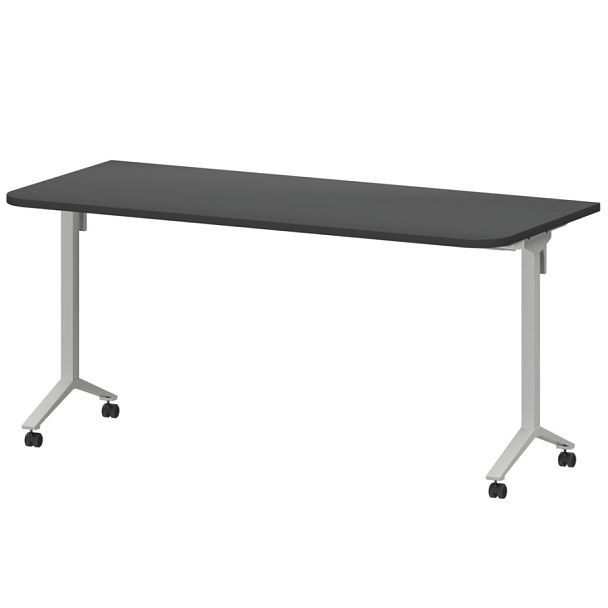 Стол мобильный складной радиусный МБ25-160.70Р Графит/Белый 1600x700x750 Моби - Вид 1