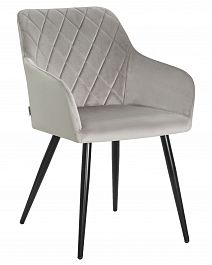 Стул обеденный DOBRIN ROBERT (черные матовые ножки, велюр V108-81 Серый) - Фото предпросмотра