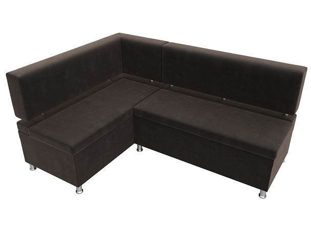 Кухонный уголок Стайл левый (полностью велюр коричневый) - Вид 5