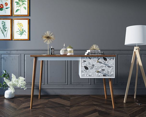 Стол рабочий "Berber" принт 9 с одной тумбой - Вид 7