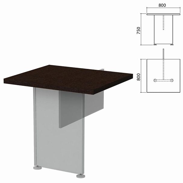 Столешница модуля стола приставного "Приоритет" (800х800х750 мм), венге, К-919, К-919 венге - Вид 2