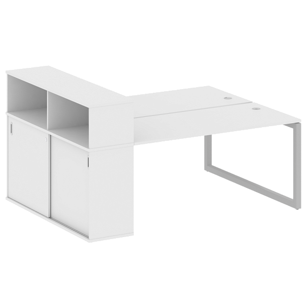 Metal System Quattro Р. ст. с шкафом-купе на О-образном м/к 50БО.РС-СШК-2.4 Т Белый/Серый металл 2010*1475*1098 - Вид 1