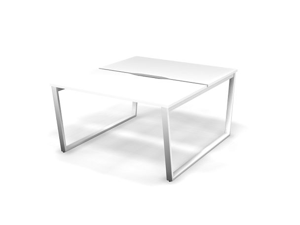 MATRIX 121S201-V Стол прямой двойной, проводник вырезной (V-обр. опоры) 1380х1590х775 Белый - Вид 1