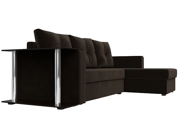 Угловой диван Атланта Лайт правый (полностью микровельвет коричневый) - Вид 3