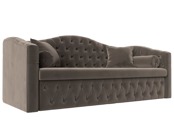 Прямой диван Мечта (полностью велюр коричневый) - Вид 1