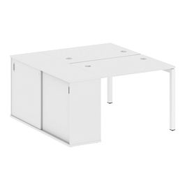 Metal System Quattro Р. ст. с шкафом-купе на П-образном м/к 50БП.РС-СШК-1.1 Т Белый/Белый металл 1410*1475*750 - Фото предпросмотра