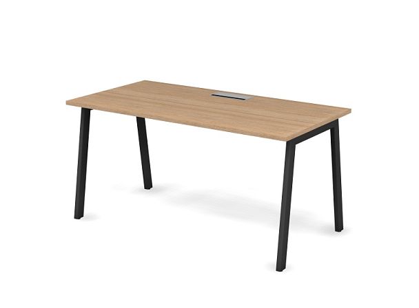 MATRIX 121S105-A Стол прямой, проводник Merida (A-обр. опоры) 1580х780х775 Швейцарский вяз/Темно-сер - Вид 1