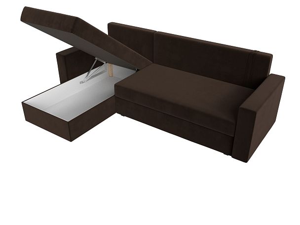 Угловой диван Траумберг Лайт левый (полностью микровельвет коричневый) - Вид 7