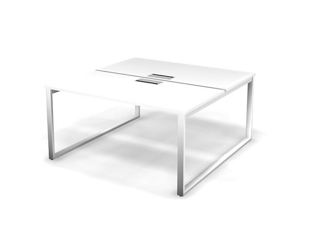 MATRIX 121S205-O Стол прямой двойной, проводник Merida (O-обр. опоры) 1580х1590х775 Белый - Вид 1