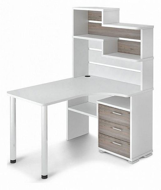 Стол компьютерный Домино СР-132 Белый/Нельсон правый - Вид 1