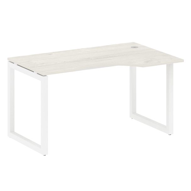 Metal System Quattro Стол криволинейный правый на О-образном м/к 50БО.СА-2 (R) Дуб наварра/Белый металл 1400*900*750 - Вид 1