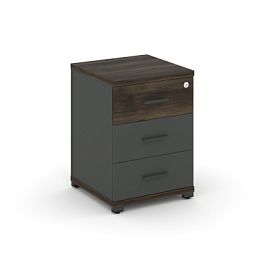 Concept Тумба опорная/приставная 3 ящ. CN.TUO-001 A Дуб Мали/Антрацит/Металл Антрацит 420*420*583 - Фото предпросмотра