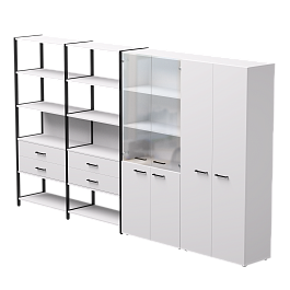 Набор стеллажных систем №16 Everprof EVO 3235x385x1840 Белый/Черный - Фото предпросмотра