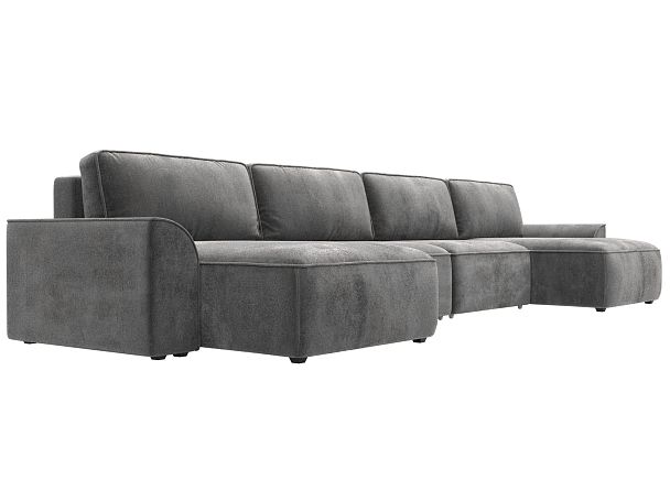Диван п-образный Лига-048 НПБ лонг Велюр серый - Вид 3