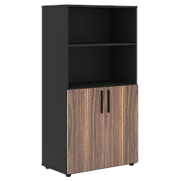 Шкаф средний широкий VRMCS 80.5 Американский орех/Яшма черный 800х430х1517 VELION VENEER - Фото предпросмотра