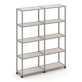 Shelf Mobile Стеллаж 5 уровней 2 секции VR.LT-STK-511.10 Денвер Светлый/Металл Серый 1970*400*2000 - Фото предпросмотра