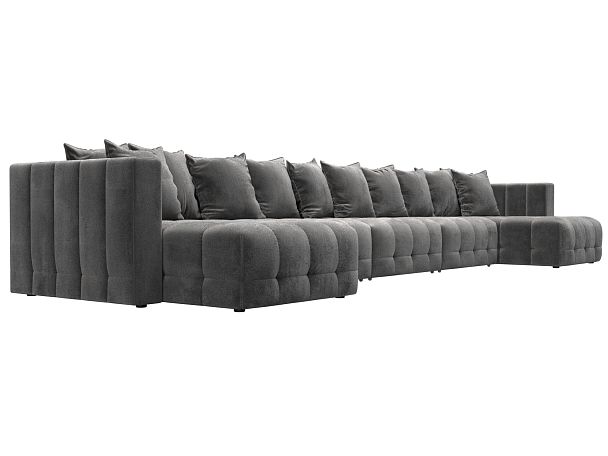 Диван П-образный Лига-052 НПБ МегаЛонг Велюр серый - Вид 3