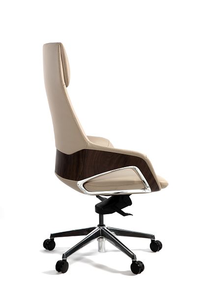 Кресло Шопен / бежевая кожа / алюминий крестовина - Вид 4