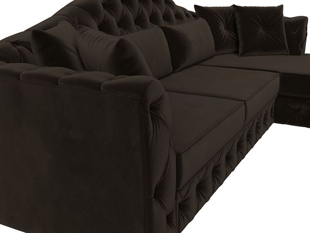 Диван угловой Артис правый угол Микровельвет коричневый - Вид 4
