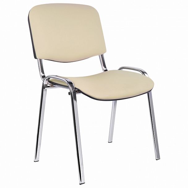 Стул для персонала и посетителей "ИЗО", хромированный каркас, кожзаменитель бежевый Z-21 - Вид 2