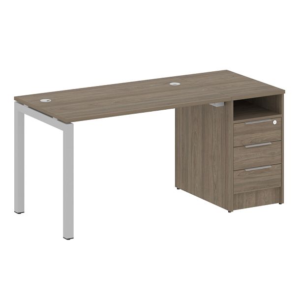 Metal System Quattro Р. ст. с тумбой на П-образном м/к 50БП.РС-СТП-1.2 Вяз/Серый металл 1612*720*750 - Вид 1