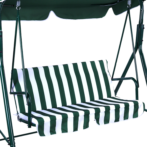 Качели садовые DASWERK (ДАСВЕРК) "RELAX SC-001", 2 места, Ш140хГ110хВ153 см, мягкое сиденье, зеленый/белый, 680050 - Вид 7