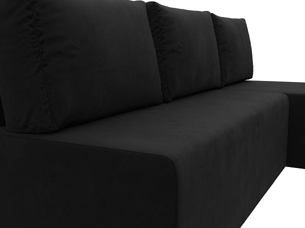 Угловой диван Поло правый (полностью микровельвет черный) - Вид 4