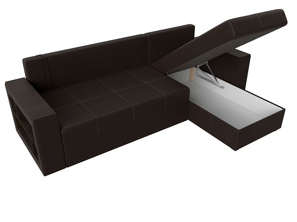 Диван угловой Дубай Лайт угол правый (полностью экокожа коричневая) - Вид 7
