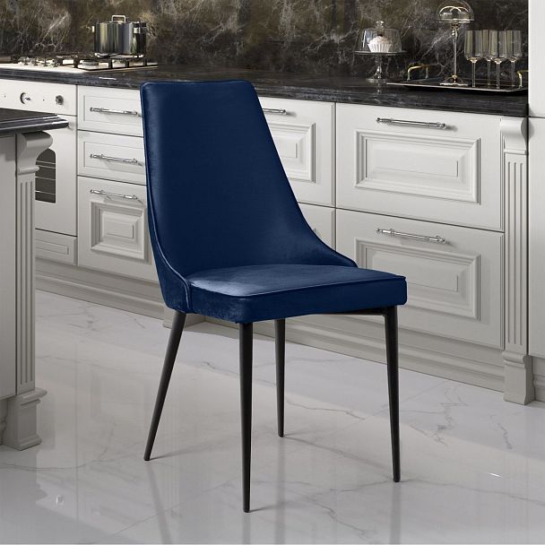 Стул Oliver, бархат синий 29/ чёрный конус - Вид 8