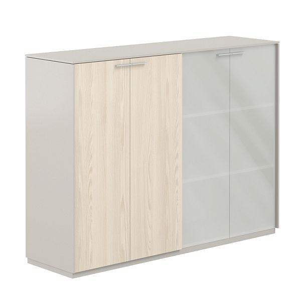 Шкаф средний + Шкаф средний со стеклом мат.,  Atlas, GLM, обвязка GS, фасады YN - Вид 1