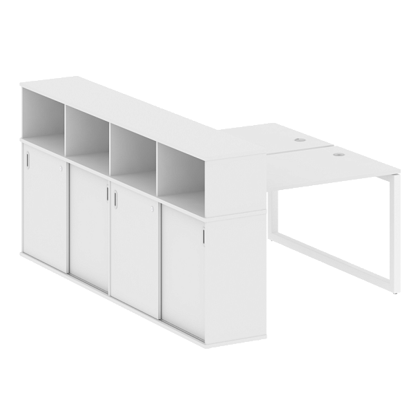 Metal System Quattro Р. ст. с шкафом-купе на О-образном м/к 50БО.РС-СШК-4.2 Т Белый/Белый металл 1610*2332*1098 - Вид 1