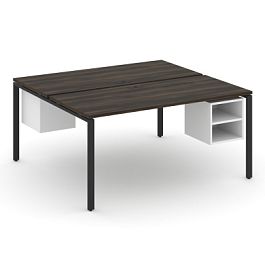 Concept Рабочая станция 2 сторонняя с подвесными тумбами на 2 места CN.DRS-108 Дуб Мали/Белый Бриллиант/Металл Черный 1580*1480*750 - Фото предпросмотра