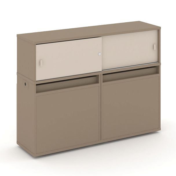 Estetica Набор №8. Тумба двойная+низкая надставка ES.NB.2N-8 Латте/Капучино 1500*410*1135 - Вид 1