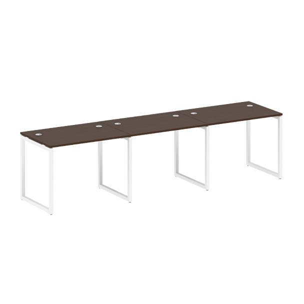 Metal System Quattro Р. ст. на 3 раб. места на О-образном м/к 40БО.СМ-3.1 Венге/Белый металл 3000*720*750 - Вид 1
