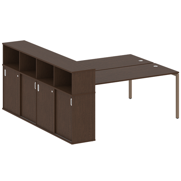 Metal System Quattro Р. ст. с шкафом-купе на П-образном м/к 40БП.РС-СШК-4.5 Т Венге/Мокко металл 2210*2332*1098 - Вид 1