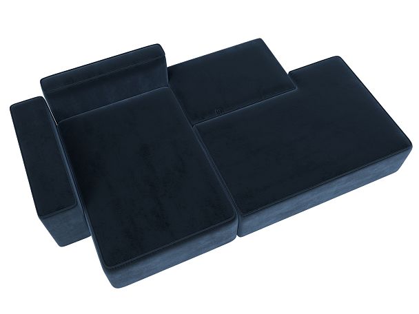 Диван угловой Лига-079 угол левый Велюр синий - Вид 8