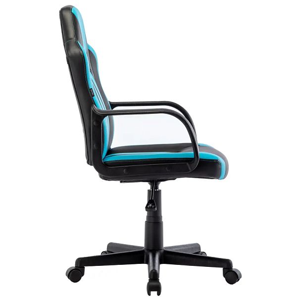 Кресло компьютерное BRABIX "Stripe GM-202", экокожа, черное/голубое, 532509 - Вид 3
